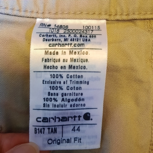 Carhartt Cotton Canvas Work Shorts Original Fit brown B147 TAN size 44 - Picture 12 of 13